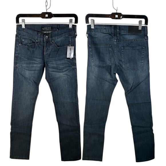 RUDE Hot Topic NWT Men's 26x30 Dark Vintage Core Skinny Jeans Stretch Denim - Picture 2 of 10
